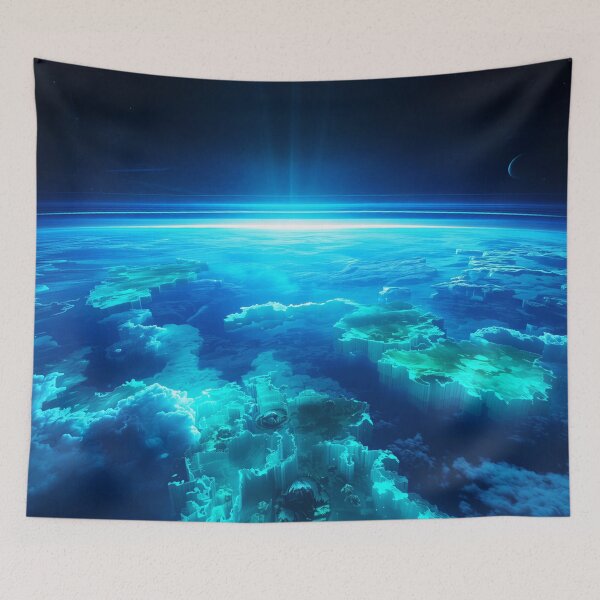 Item preview, Floating Sky Ocean Bioluminescent Alien World designed and sold by Luminous Wilds.