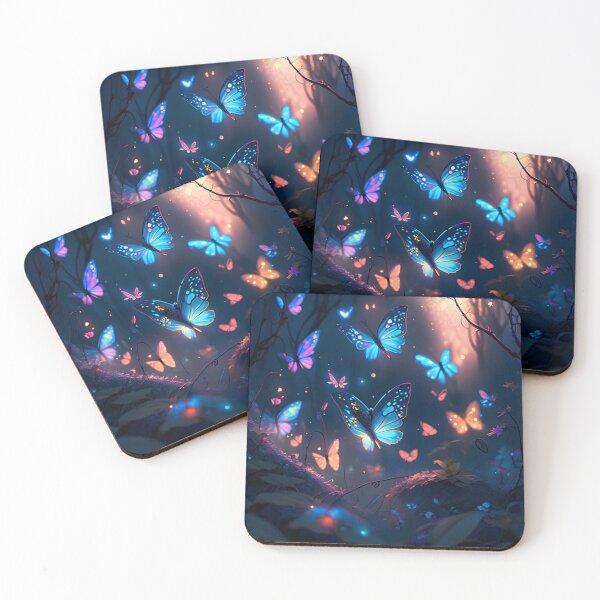 Item preview, Magical Glowing Butterfly Forest Night Scene Fantasy Art designed and sold by stylishdzign.