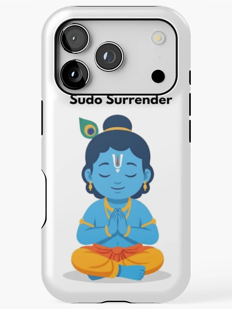 Thumbnail 1 of 4, iPhone Case, sudo surrender | Linux Developer Sticker | Krishna Inspired Tech Humor designed and sold by BhaktiByte.
