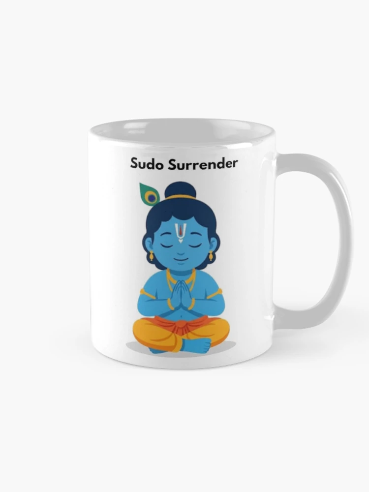 Thumbnail 3 of 6, Coffee Mug, sudo surrender | Linux Developer Sticker | Krishna Inspired Tech Humor designed and sold by BhaktiByte.