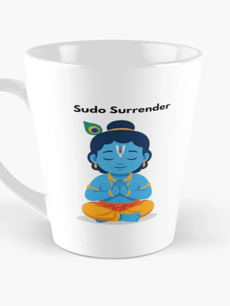 Thumbnail 3 of 4, Coffee Mug, sudo surrender | Linux Developer Sticker | Krishna Inspired Tech Humor designed and sold by BhaktiByte.