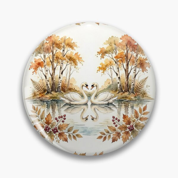 Item preview, Swan Love Heart Autumn Lake Pattern designed and sold by Canvas-Whispers.