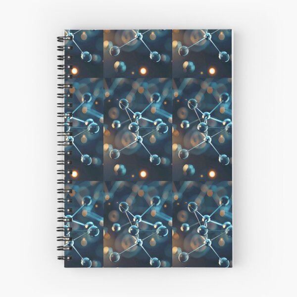 Item preview, Gleaming molecular model against a deep blue, bokeh-filled background designed and sold by MiraCleAI.