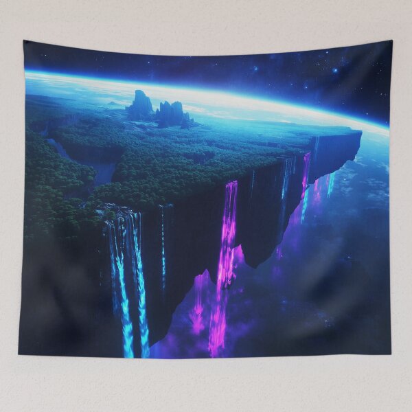 Item preview, Cosmic Waterfall Edge Alien Planet Landscape designed and sold by Luminous Wilds.