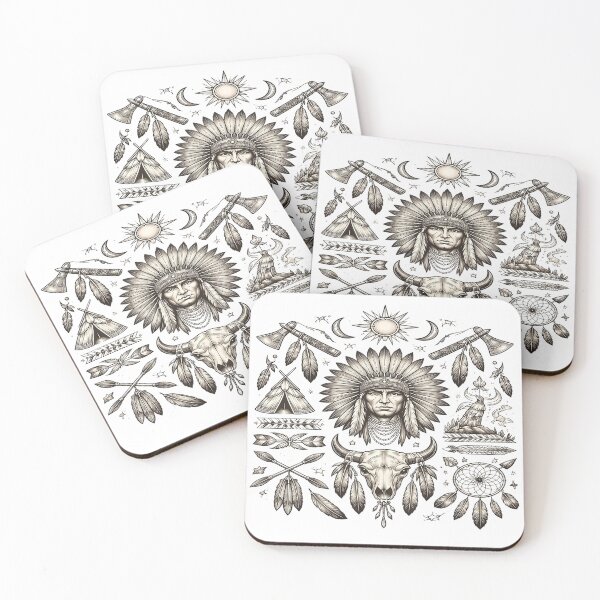 Item preview, Native Heritage Spirit Emblem Illustration designed and sold by Artisan Finds Online.