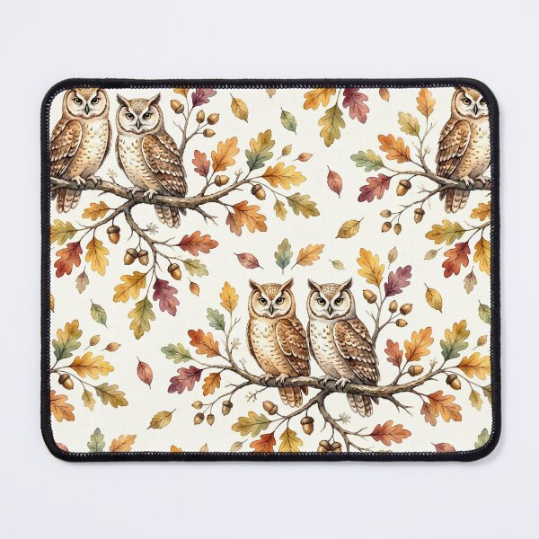 Item preview, Autumn Owl Oak Branch Pattern Design designed and sold by ArtDzignsZA.
