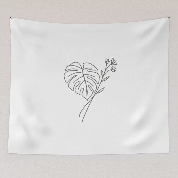 Item preview, Minimalist Monstera & Wildflower - Botanical Line Art Illustration designed and sold by EVERGREEN&INK CREATIONS.