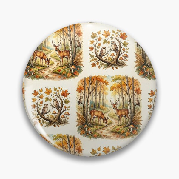 Item preview, Autumn Forest Deer and Owl Pattern designed and sold by ArtDzignsZA.