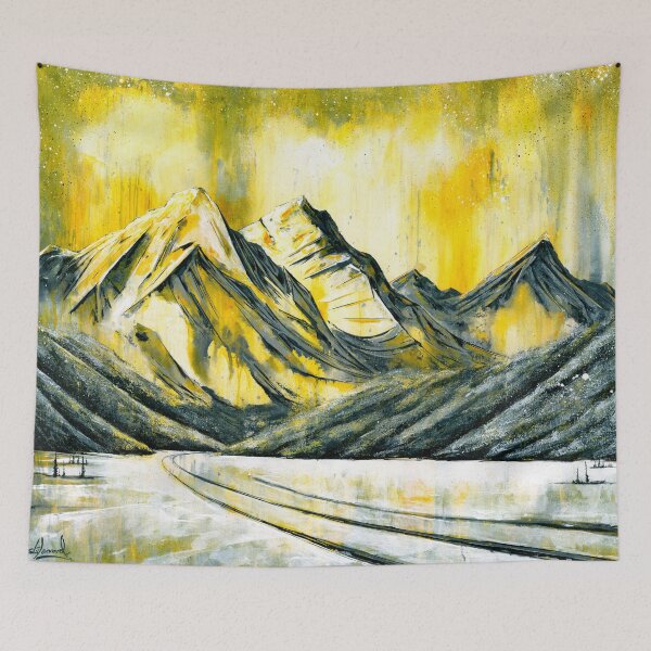 Item preview, Off the Beaten Track 3 | Golden Mountain Landscape Painting | Shred Art designed and sold by Shred Art Studio.