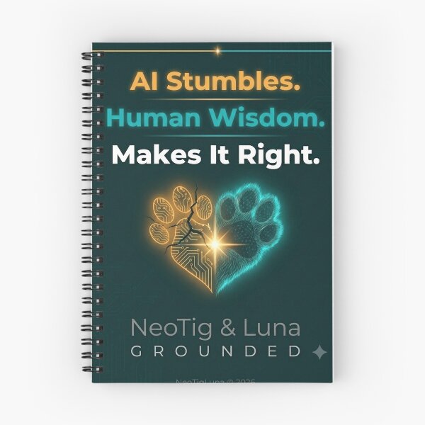 Item preview, AI Stumbles Human Wisdom Makes It Right — NeoTig Luna Grounded Art Main Tag: human ai art designed and sold by NeoTigLuna.