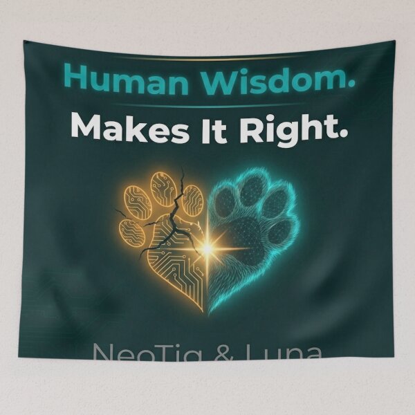 Item preview, AI Stumbles Human Wisdom Makes It Right — NeoTig Luna Grounded Art Main Tag: human ai art designed and sold by NeoTigLuna.