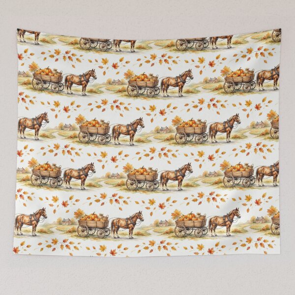 Item preview, Horse Drawn Pumpkin Wagon Autumn Pattern designed and sold by ArtDzignsZA.