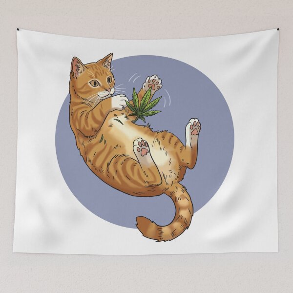 Item preview, Ginger Cat Rolling With Cannabis Leaf Funny designed and sold by MJ ART.