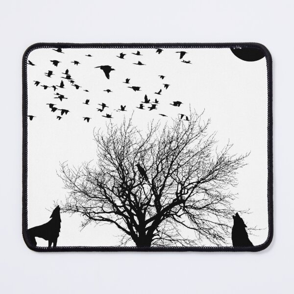 Item preview, Howling Wolves Under Moon Mystic Silhouette Forest Art designed and sold by A-pdo.