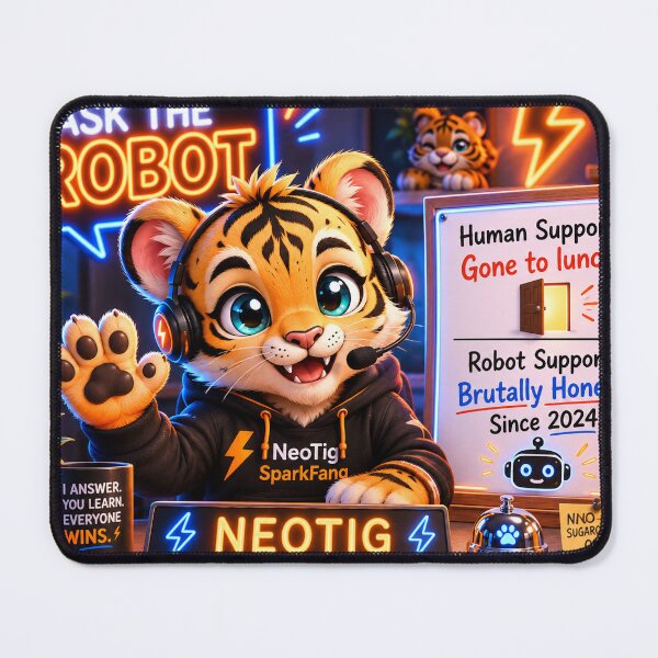 Item preview, Ask The Robot Funny AI Tiger Cub Help Desk — Tech Humor Art — NeoTigLuna designed and sold by NeoTigLuna.
