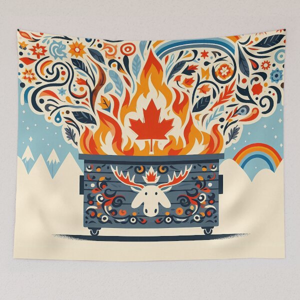 Item preview, Scandinavian Folk Art Maple Moose Dumpster Fire by heidiannemorris © designed and sold by FOLK ART FUSION by heidiannemorris.
