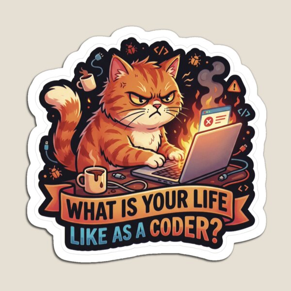 Item preview, What Is Your Life Like As A Coder Angry Cat designed and sold by StellarBees.