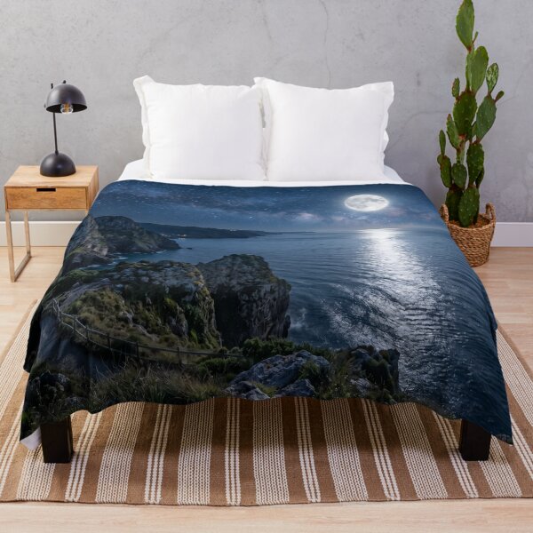 Item preview, Full Moon Ocean Cliffs and Milky Way Galaxy designed and sold by Quiet life.