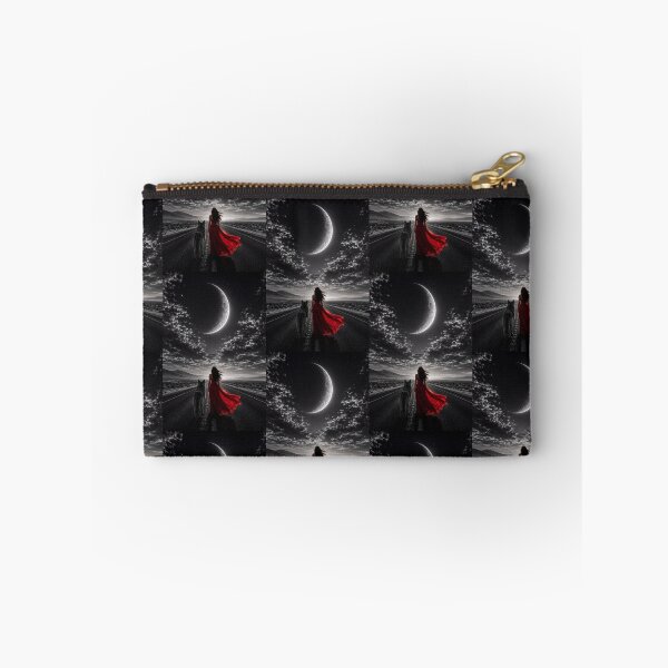 Item preview, Moonlit Journey with a Wolf and Woman in a Red Dress designed and sold by Kimberly Palmer.