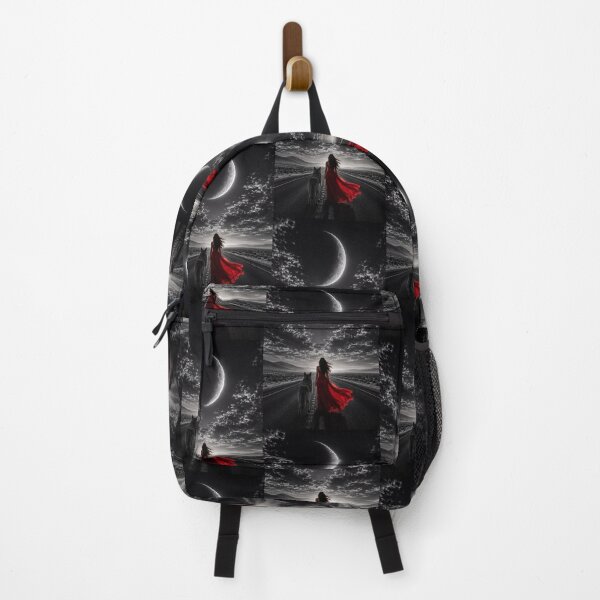 Item preview, Moonlit Journey with a Wolf and Woman in a Red Dress designed and sold by Kimberly Palmer.
