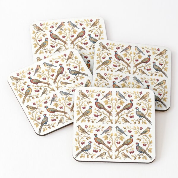 Item preview, Symmetrical Pheasant Bird Botanical Pattern designed and sold by Canvas-Whispers.