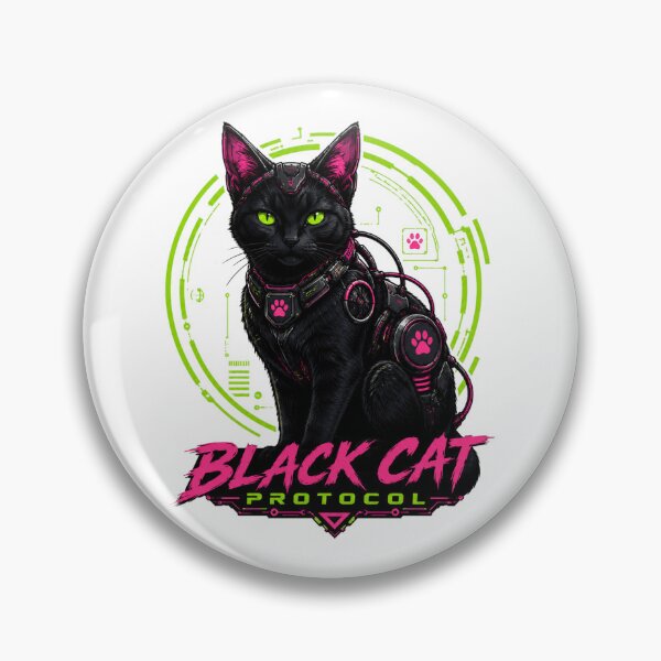 Item preview, Black Cat Protocol Cyberpunk Neon Futuristic Feline Artwork designed and sold by the-dovlat.