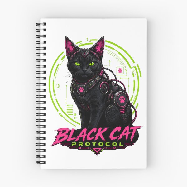 Item preview, Black Cat Protocol Cyberpunk Neon Futuristic Feline Artwork designed and sold by the-dovlat.