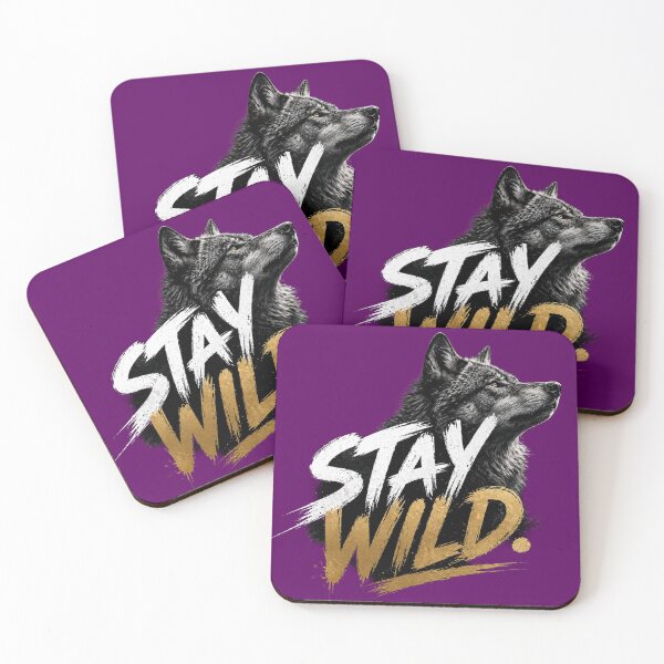 Item preview, Stay Wild Wolf - Elegant Gold and White Brush Typography Sticker designed and sold by Scro-Ciob-Shop.