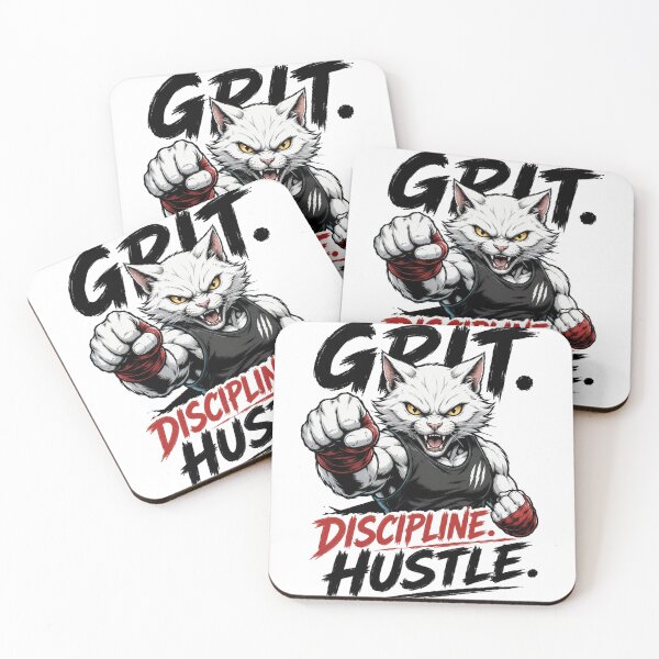 Item preview, Grit Discipline Hustle Motivational Fighting Cat Gym Artwork designed and sold by the-dovlat.