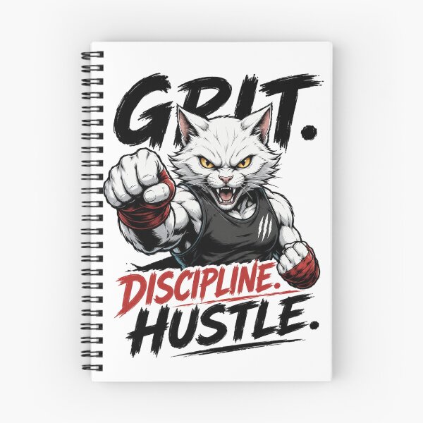 Item preview, Grit Discipline Hustle Motivational Fighting Cat Gym Artwork designed and sold by the-dovlat.