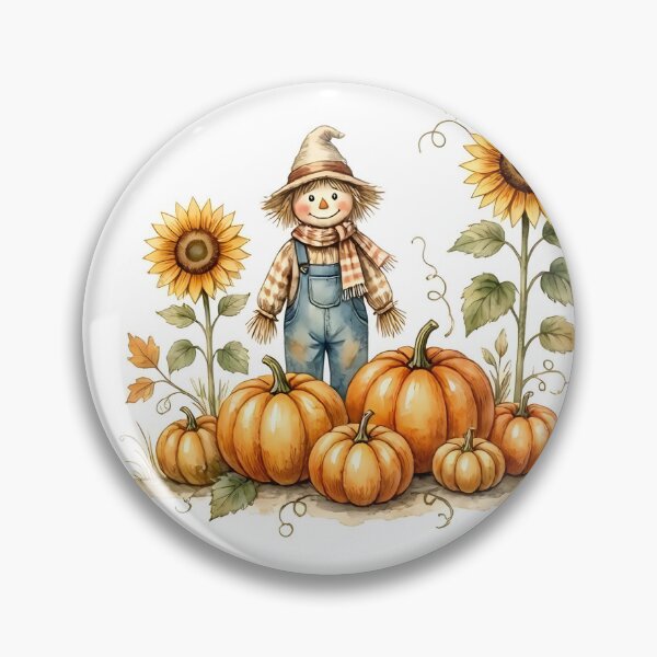 Item preview, Cute Scarecrow Pumpkin Farm Pattern designed and sold by ArtDzignsZA.
