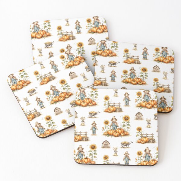 Item preview, Cute Scarecrow Pumpkin Farm Pattern designed and sold by ArtDzignsZA.