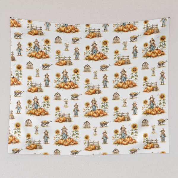Item preview, Cute Scarecrow Pumpkin Farm Pattern designed and sold by Canvas-Whispers.