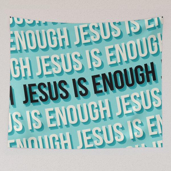 Item preview, Retro Christian Streetwear Jesus Is Enough Repeating Text Pattern designed and sold by LensDyn™.