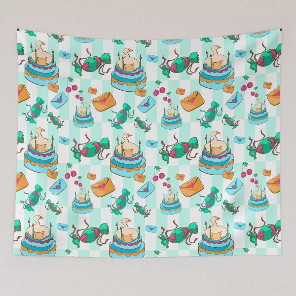 Item preview, Whimsical Birthday Duck Cake Seamless Pattern designed and sold by zanaxxer.