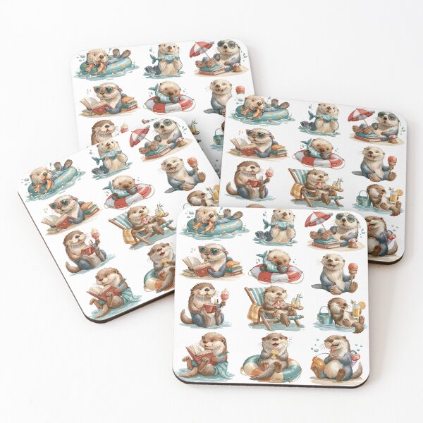 Item preview, Whimsical Cute Otters Sticker Sheet - 12 Watercolor Otter Clipart Bundle designed and sold by BrewChef.