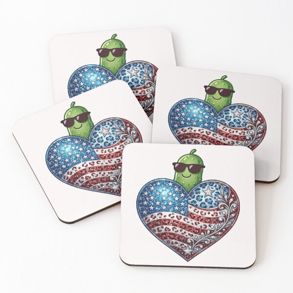 Item preview, Cool Pickle 4th of July Sunglasses American Flag Heart Glitter Leopard Patriotic designed and sold by Basma Designs | Retro, Kawaii Shirts & Stickers.