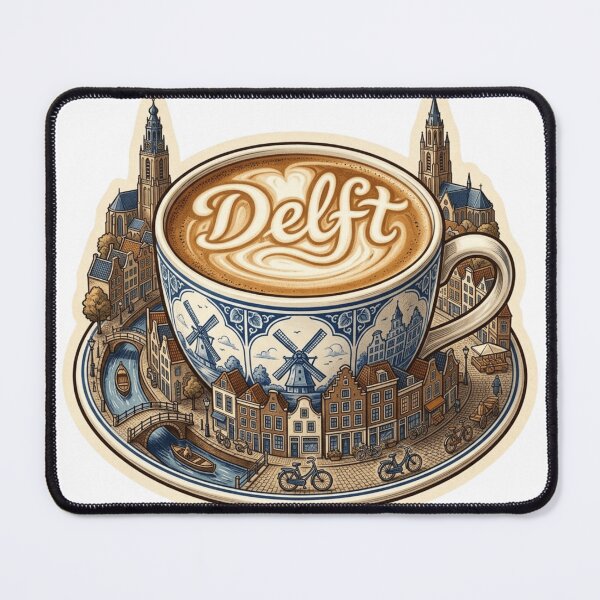 Item preview, Delft Coffee Cup Cityscape Sticker designed and sold by Imaginarium of Chaos falcon88 .
