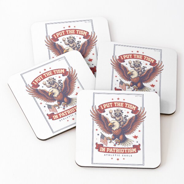 Item preview, I Put the Tism in Patriotism Raccoon Eagle Humor designed and sold by OlizaPrint.