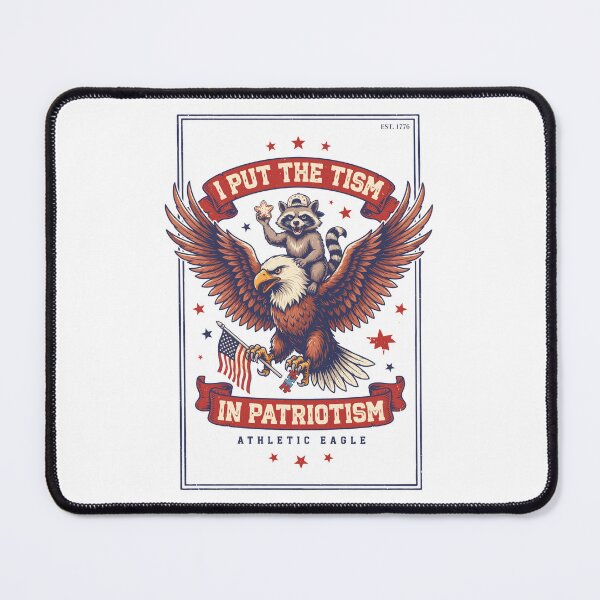 Item preview, I Put the Tism in Patriotism Raccoon Eagle Humor designed and sold by OlizaPrint.