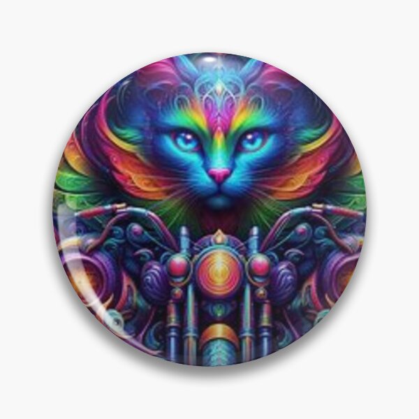 Artikelvorschau, Psychedelic Cat & Bike – Neonfarbenes KI‑Design mit surrealer Energie und painterly Vibes entworfen und verkauft von FotoworldEdel.