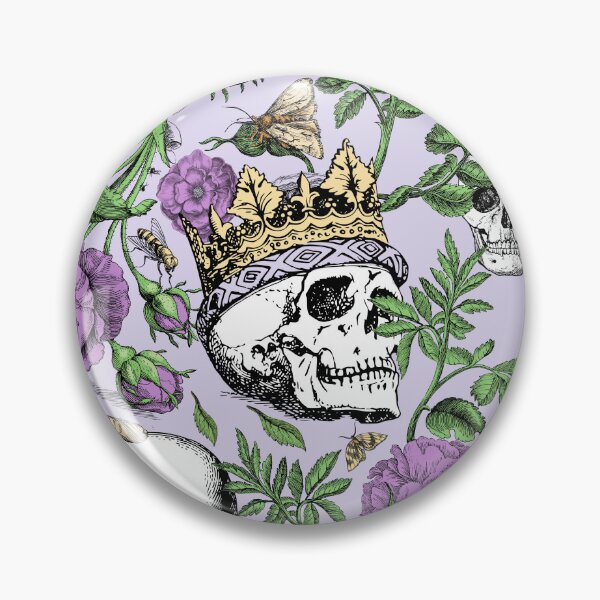 Item preview, Purple Roses Garden with Skull Maximalist Gothic Aesthetic Floral Pattern for Summerween and Halloween - Lavender Backgound  designed and sold by CanisArtStudio.