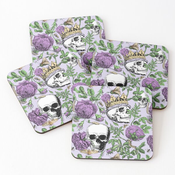 Item preview, Purple Roses Garden with Skull Maximalist Gothic Aesthetic Floral Pattern for Summerween and Halloween - Lavender Backgound  designed and sold by CanisArtStudio.