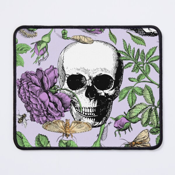Item preview, Purple Roses Garden with Skull Maximalist Gothic Aesthetic Floral Pattern for Summerween and Halloween - Lavender Backgound  designed and sold by CanisArtStudio.