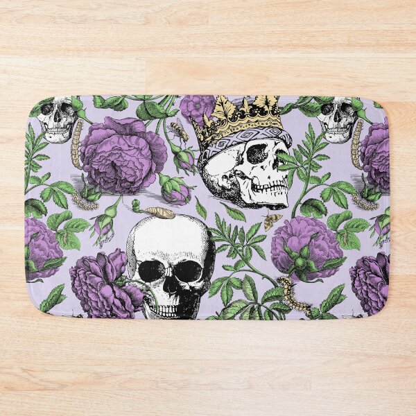 Item preview, Purple Roses Garden with Skull Maximalist Gothic Aesthetic Floral Pattern for Summerween and Halloween - Lavender Backgound  designed and sold by CanisArtStudio.