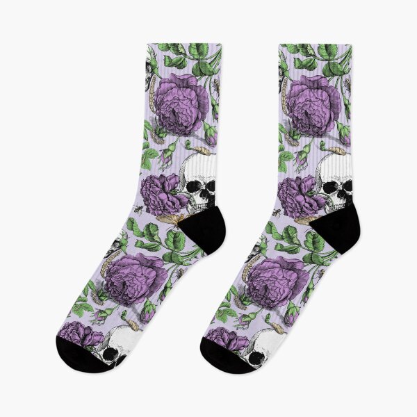 Item preview, Purple Roses Garden with Skull Maximalist Gothic Aesthetic Floral Pattern for Summerween and Halloween - Lavender Backgound  designed and sold by CanisArtStudio.