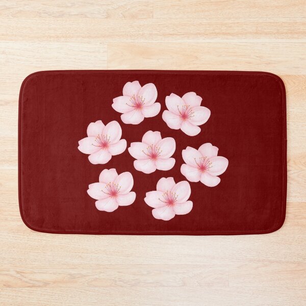 Item preview, Pink Cherry Blossom Floral Clusters on Dark Red. designed and sold by Jyoti-Quotes.