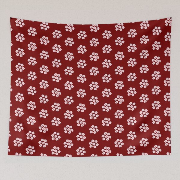 Item preview, Pink Cherry Blossom Floral Clusters on Dark Red. designed and sold by Jyoti-Quotes.
