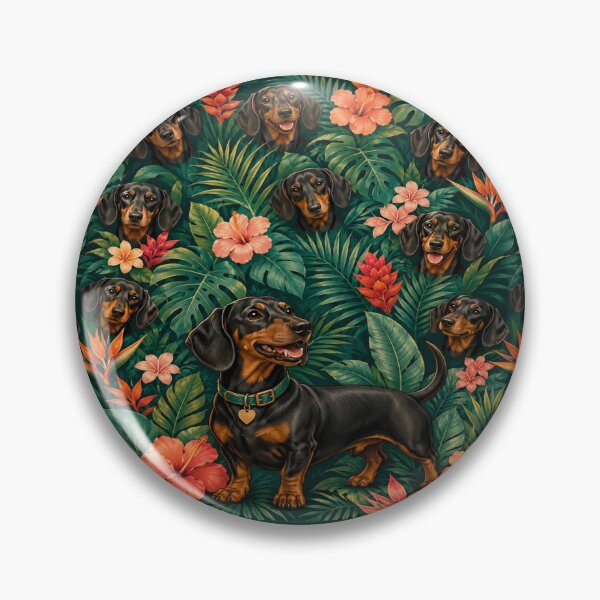 Item preview, Tropical Dachshund Jungle Floral Pattern designed and sold by POD DYNASTY | Original Print On Demand T-Shirt Graphics.
