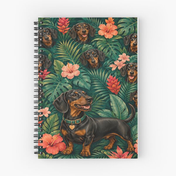 Item preview, Tropical Dachshund Jungle Floral Pattern designed and sold by POD DYNASTY | Original Print On Demand T-Shirt Graphics.